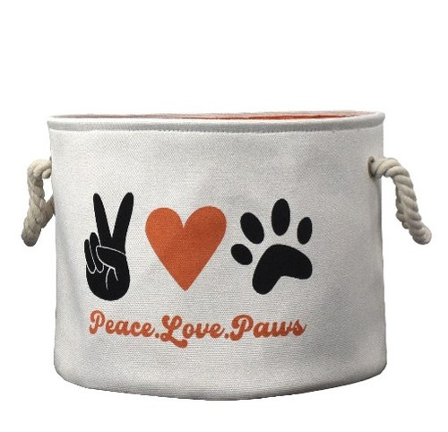 Crystal Art Gallery "Peace Love Paws" Fabric Storage Bin 13 x 13 x 10 in