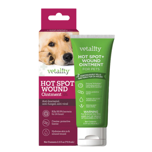 Vetality Anti-Bacterial, Anti-Fungal, Anti-Viral, Hot Spot & Wound Ointment for Pets 2.5 oz