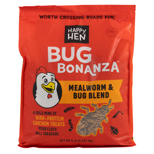 Happy Hen Bug Bonanza Dried Mealworm & Bug Blend High-Protein Chicken Treat 5 lb