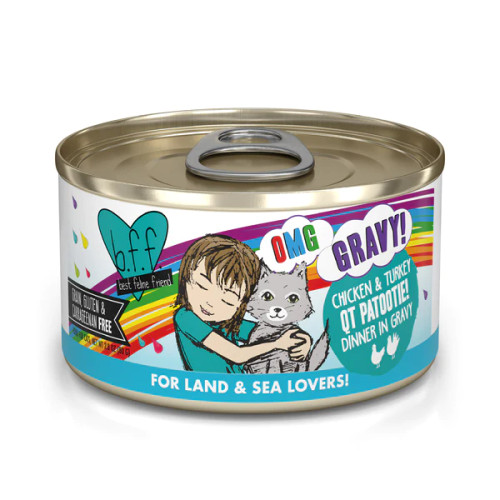 Weruva B.F.F. Oh My Gravy! QT Patootie! Chicken & Turkey Dinner in Gravy Canned Cat Food