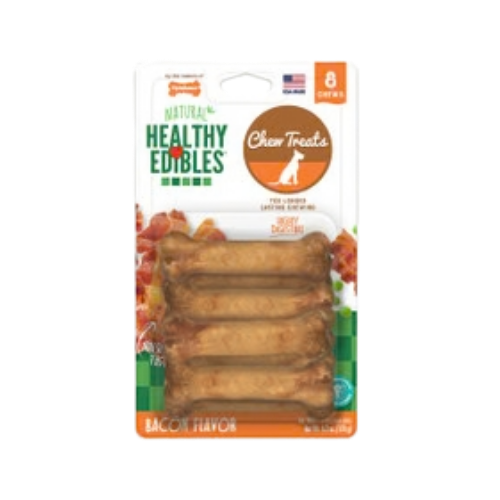 Nylabone Healthy Edibles All-Natural Long Lasting Bacon Flavor Chew Dog Treats, 8 pk up to 15 lbs