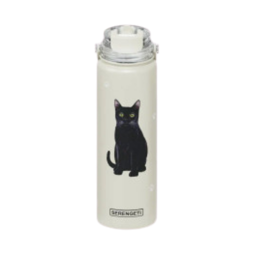 E & S Imports Serengeti Black Cat Stainless Steel Water Bottle 24 oz