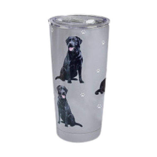 E & S Imports Serengeti Black Labrador Stainless Steel, Vacuum Insulated Tumbler with Spill Proof Lid 20 oz