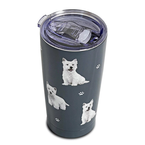E & S Imports Serengeti Westie Stainless Steel, Vacuum Insulated Tumbler with Spill Proof Lid 20 oz