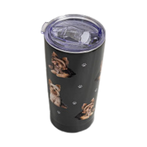 E & S Imports Serengeti Yorkie Stainless Steel, Vacuum Insulated Tumbler with Spill Proof Lid 20 oz