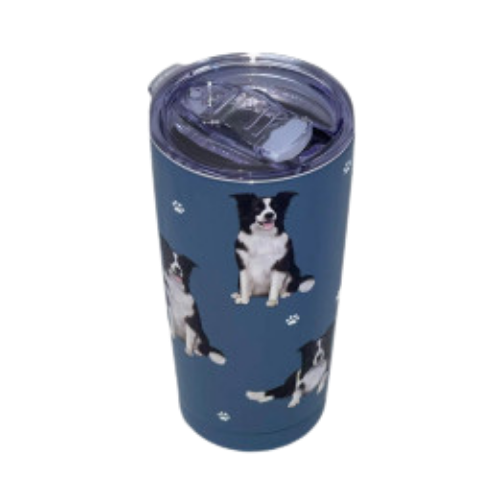 E & S Imports Serengeti Border Collie Stainless Steel, Vacuum Insulated Tumbler with Spill Proof Lid 20 oz