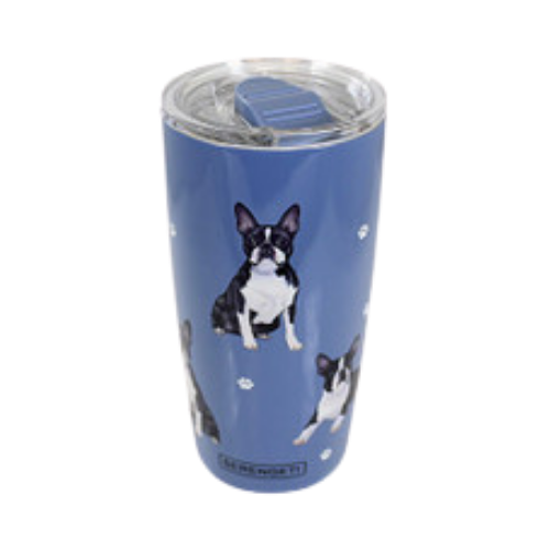 E & S Imports Serengeti Boston Terrier Stainless Steel, Vacuum Insulated Tumbler with Spill Proof Lid 20 oz