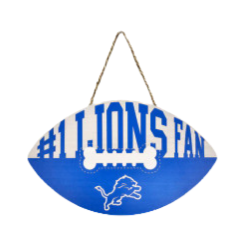 Pets First Detroit Lions Football Shaped Sign 