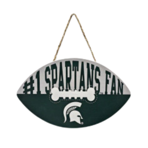 Pets First Michigan State Spartans Football Shaped Sign 
