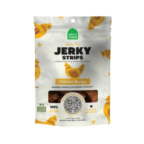 Open Farm Grain-Free Chicken Recipe Jerky Strips Dog Treats 5.6 oz