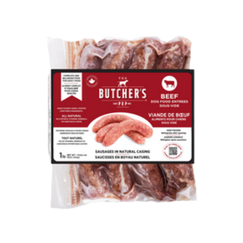 The Butcher's Pup Frozen Beef Sous-Vide Sausages Dog Treats 1 lb