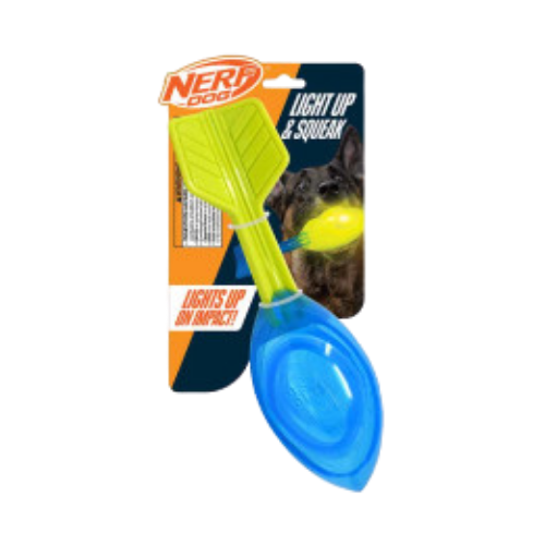 Nerf TPR LED and Squeak Vortex Football Dog Toy 12 in