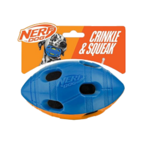 Nerf TPR Bash Crunch Football Dog Toy 6 in