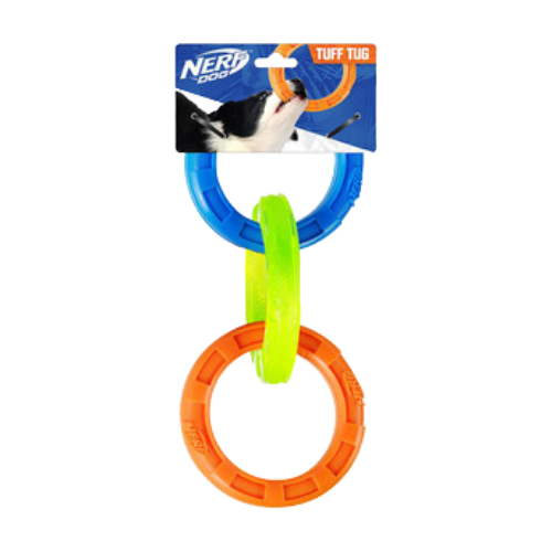 Nerf TPR 3-Ring Tug Dog Toy 10.5 in