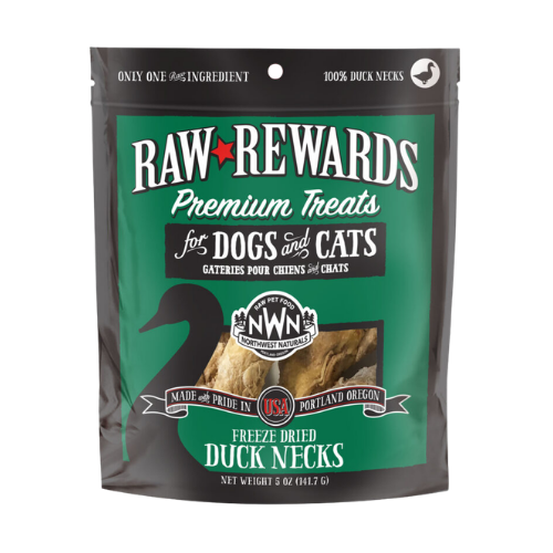 Northwest Naturals Raw Rewards Premium Treats Freeze Dried Duck Necks for Dogs & Cats 5 oz
