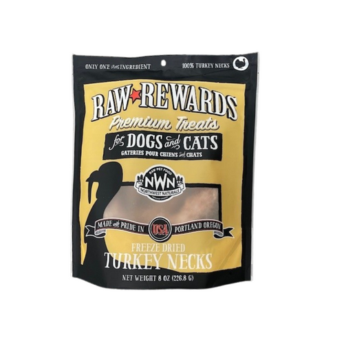 Northwest Naturals Raw Rewards Premium Treats Freeze Dried Turkey Necks for Dogs & Cats 6 oz