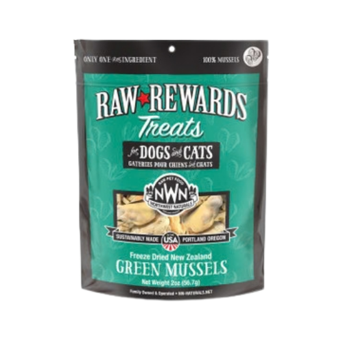 Northwest Naturals Raw Rewards Treats Freeze Dried New Zealand Green Mussels for Dogs & Cats 2 oz