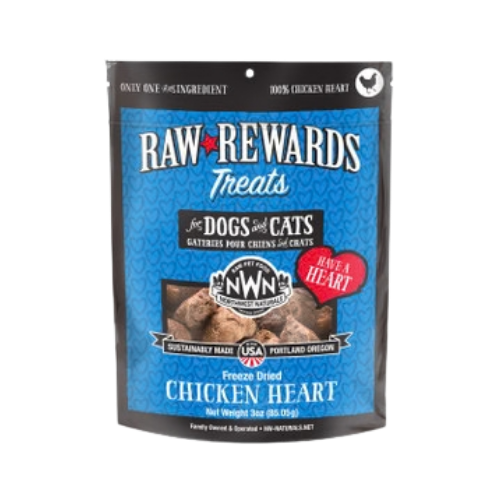 Northwest Naturals Raw Rewards Treats Freeze Dried Chicken Heart for Dogs & Cats 3 oz