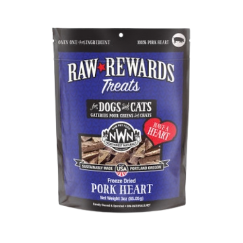 Northwest Naturals Raw Rewards Treats Freeze Dried Pork Heart for Dogs & Cats 3 oz