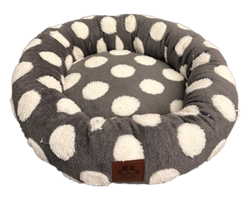 Pet Obsession Grey Polka Dot Fleece Cuddler Pet Bed 20 in