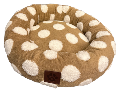 Pet Obsession Brown Polka Dot Fleece Cuddler Pet Bed 20 in