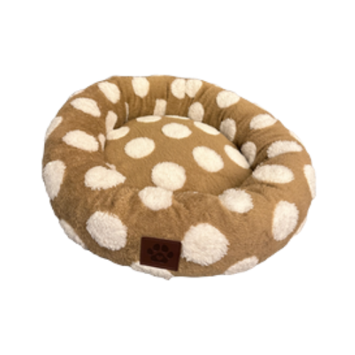 Pet Obsession Brown Polka Dot Fleece Cuddler Pet Bed 20 in
