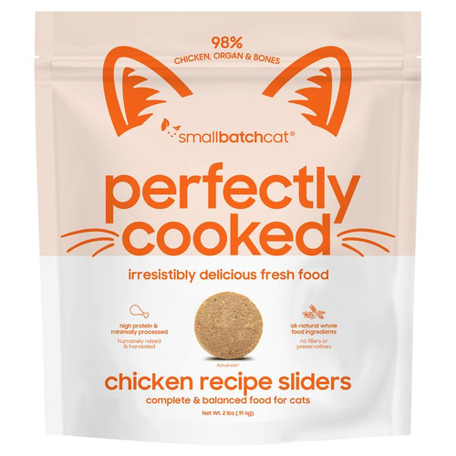 Smallbatch Pet Food Perfectly Cooked Chicken Recipe Sliders Fresh Frozen Cat Food 2 lb