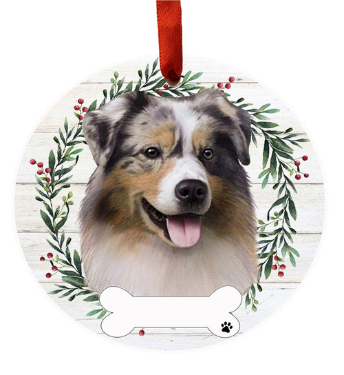 E & S Imports Australian Shepherd Ceramic Holiday Ornament 