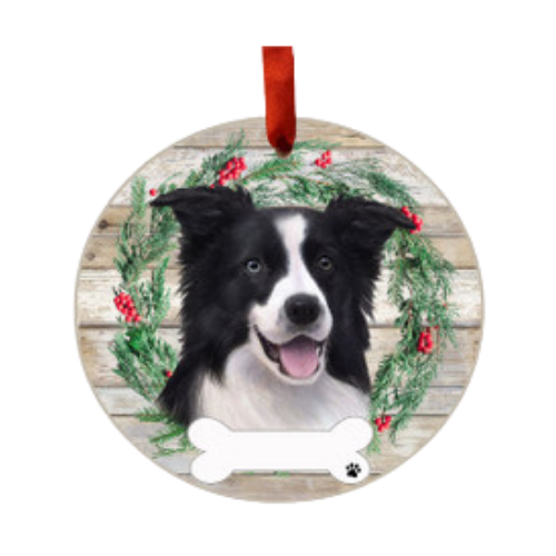 E & S Imports Border Collie Ceramic Holiday Ornament 