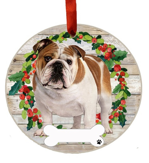 E & S Imports Bulldog Full Body Ceramic Holiday Ornament 