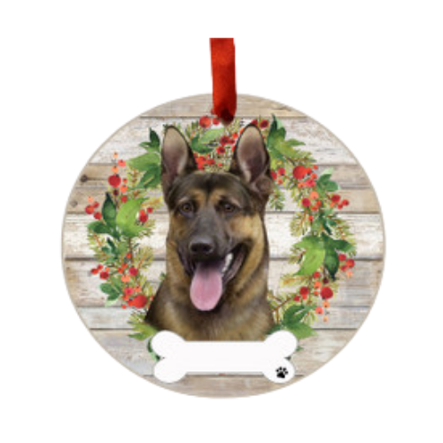 E & S Imports German Shepherd Ceramic Holiday Ornament 