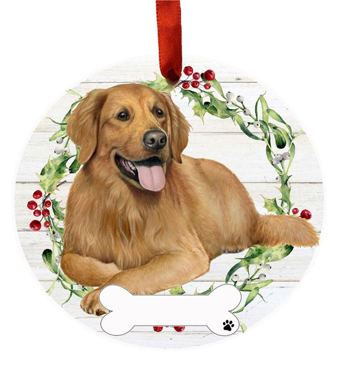 E & S Imports Golden Retriever Full Body Ceramic Holiday Ornament 