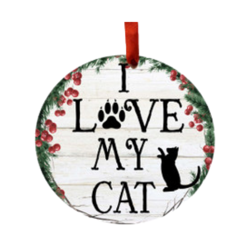 E & S Imports I Love My Cat Ceramic Holiday Ornament 