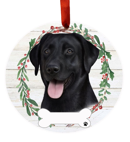 E & S Imports Labrador Black Ceramic Holiday Ornament 