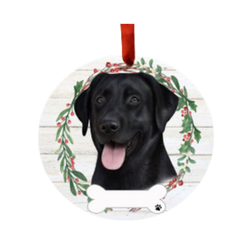 E & S Imports Labrador Black Ceramic Holiday Ornament 