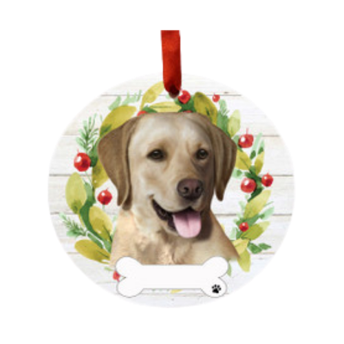 E & S Imports Labrador Yellow Ceramic Holiday Ornament 
