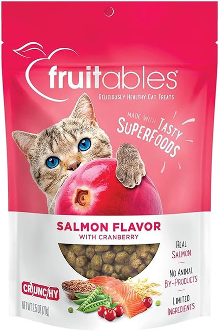 Fruitables Salmon Flavor with Cranberry Crunchy Cat Treats 2.5 oz