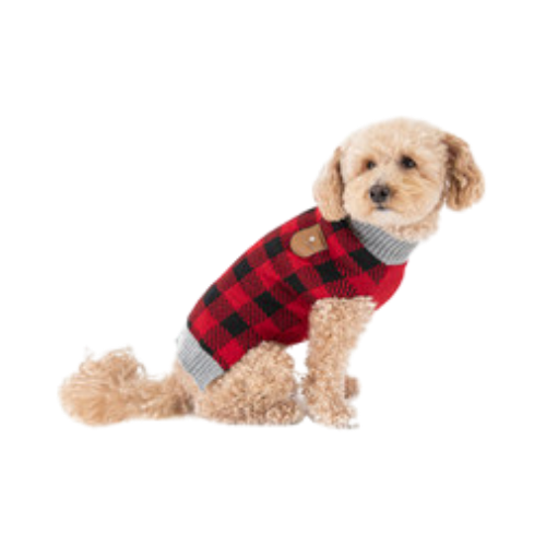 Pet Obsession Red Buffalo Check Pet Sweater