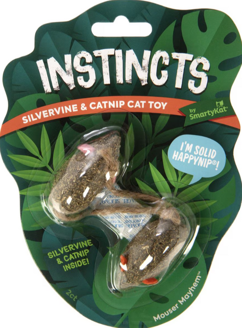 Smartykat Instincts Mouser Mayhem HappyNip Silvervine & Compressed Catnip Cat Toy 2 pk