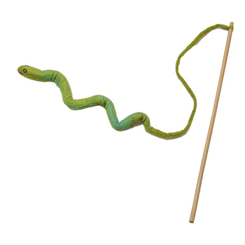 Karma Cat Wool Snake Teaser Wand Cat Toy, Assorted 10 in