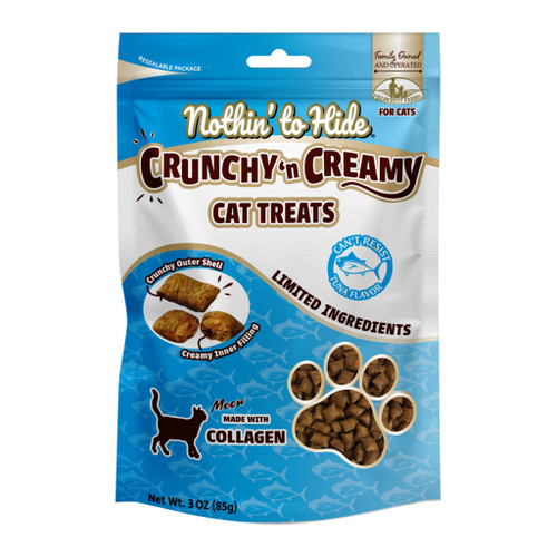Nothin' To Hide Crunchy & Creamy Tuna Flavor & Collagen Cat Treats 3 oz
