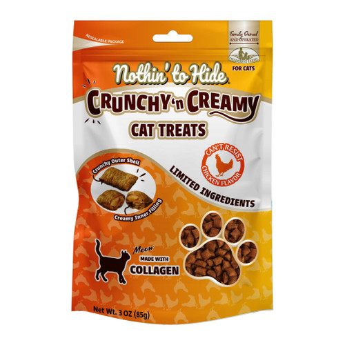 Nothin' To Hide Crunchy & Creamy Chicken Flavor & Collagen Cat Treats 3 oz