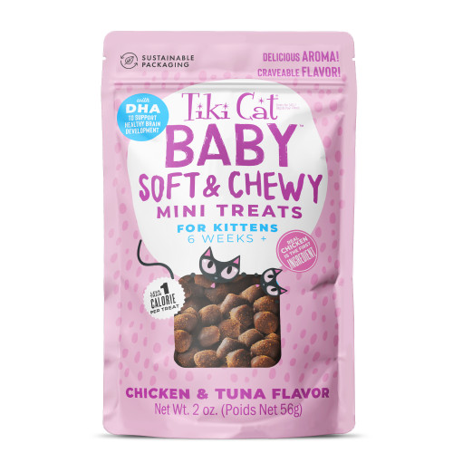 Tiki Cat Baby Soft & Chewy Chicken & Tuna Flavor Mini Treats for Kittens 2 oz