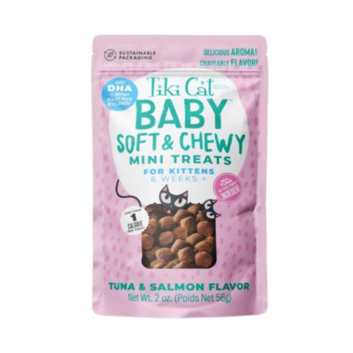 Tiki Cat Baby Soft & Chewy Tuna & Salmon Flavor Mini Treats for Kittens 2 oz