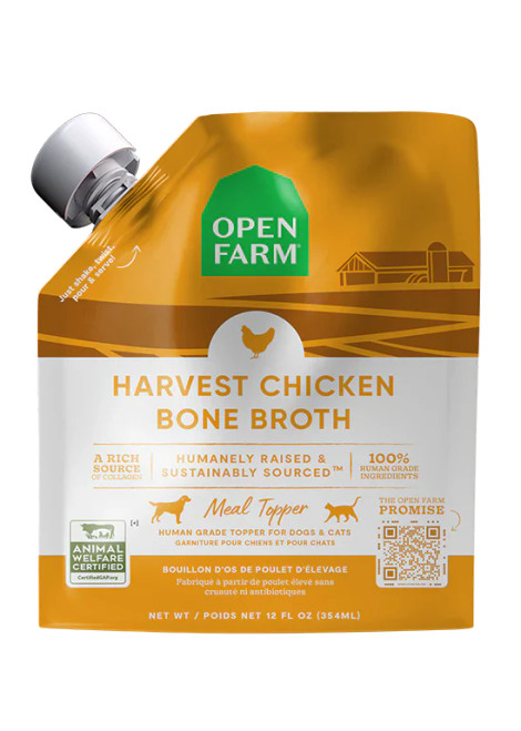 Open Farm Harvest Chicken Bone Broth Meal Topper for Dogs & Cats 12 oz
