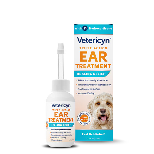 Vetericyn Triple-Action Ear Treatment with 1% Hydrocortisone for Dogs & Cats 1.5 oz