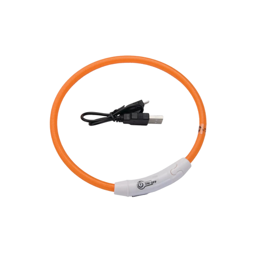 Coastal Pet Products USB Light-Up Adjustable Neck Ring- Orange 24in
