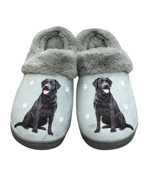 E & S Imports Black Labrador Snugg Slippers