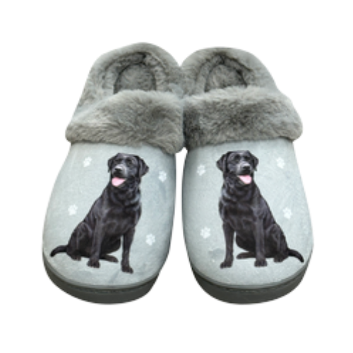 E & S Imports Black Labrador Snugg Slippers