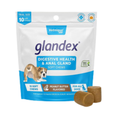 Glandex Dog Anal Gland Support Soft Chews with Pumpkin, Digestive Enzymes, Probiotics & Fiber Supplement Boot The Scoot Peanut Butter Flavored